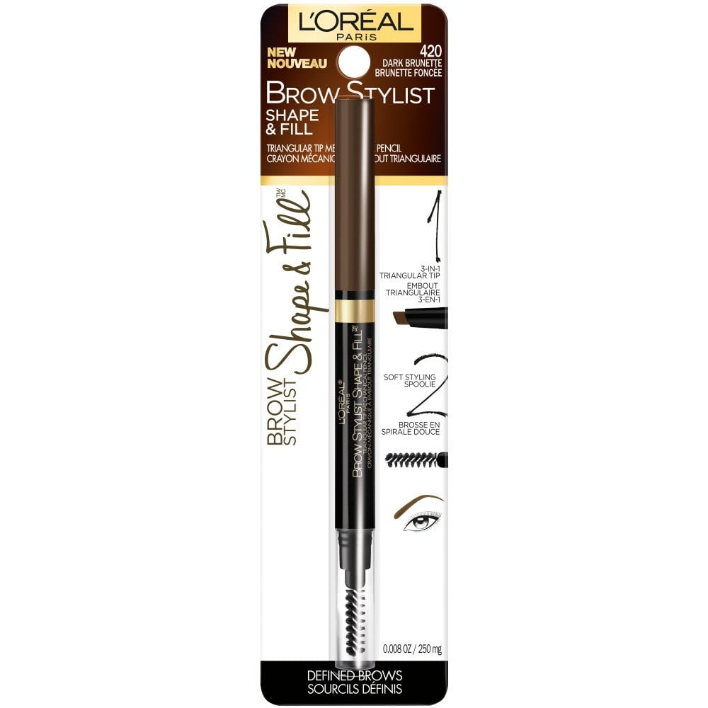 L'ORÉAL PARIS Brow Stylist Shape & Fill Mechanical Eye Brow Makeup Pencil, 420 Dark Brunette, 0.008 oz.-071249350317-LR-315120-1-LR eShop