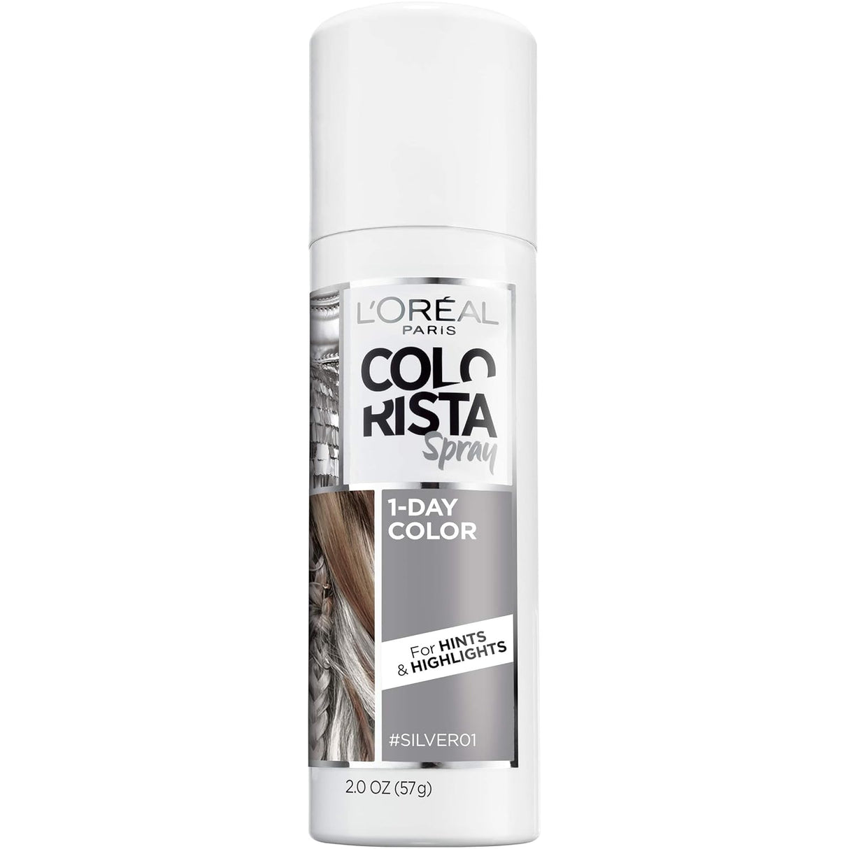 L'ORÉAL PARIS Colorista 1-Day Hair Color Spray - 01 Silver, 2 oz-071249337837-LR-361755-1-LR eShop