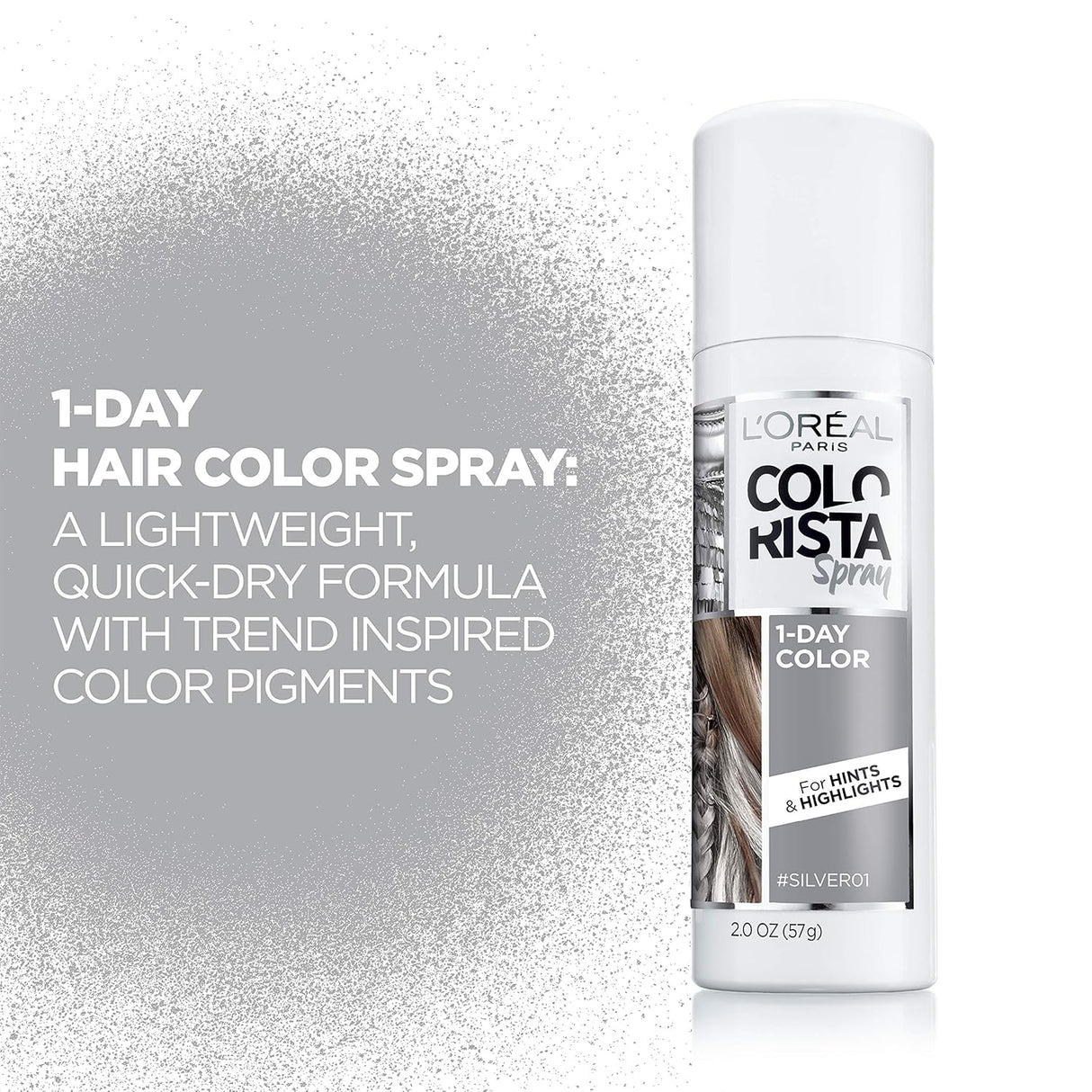 L'ORÉAL PARIS Colorista 1-Day Hair Color Spray - 01 Silver, 2 oz-071249337837-LR-361755-5-LR eShop