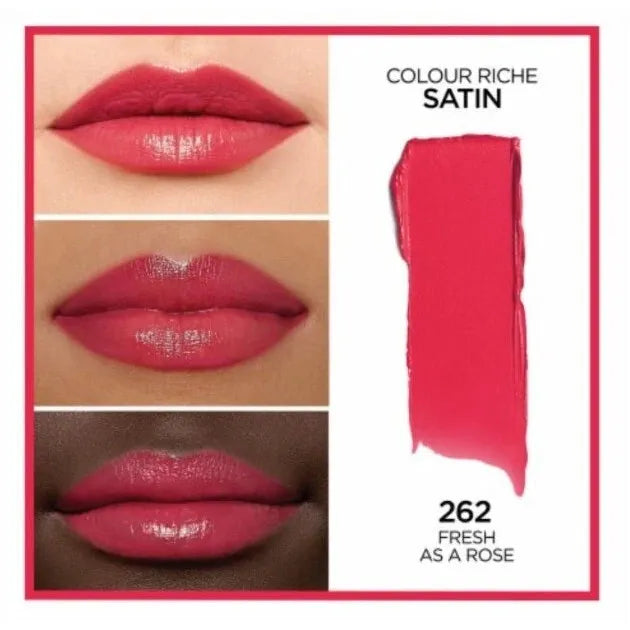 L'ORÉAL PARIS Colour Riche Original Satin Lipstick for Moisturized Lips, 262 Fresh As A Rose, 0.13 oz.-071249256275-LR-250534-2-LR eShop