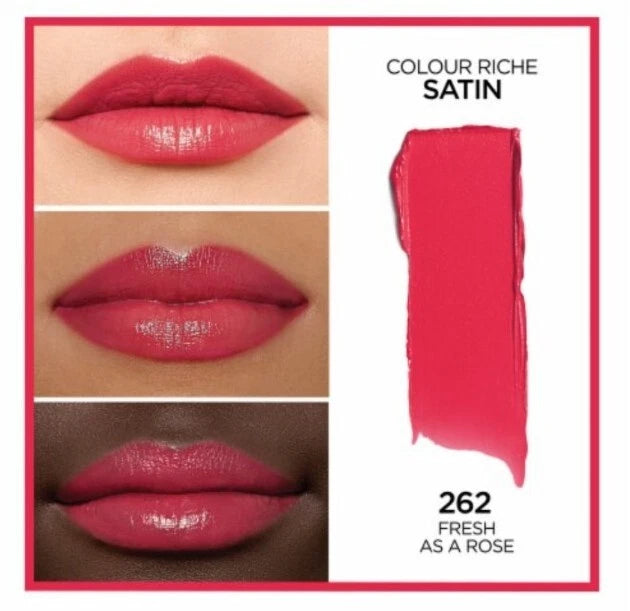 L'ORÉAL PARIS Colour Riche Original Satin Lipstick for Moisturized Lips, 262 Fresh As A Rose, 0.13 oz.-071249256275-LR-250534-2-LR eShop