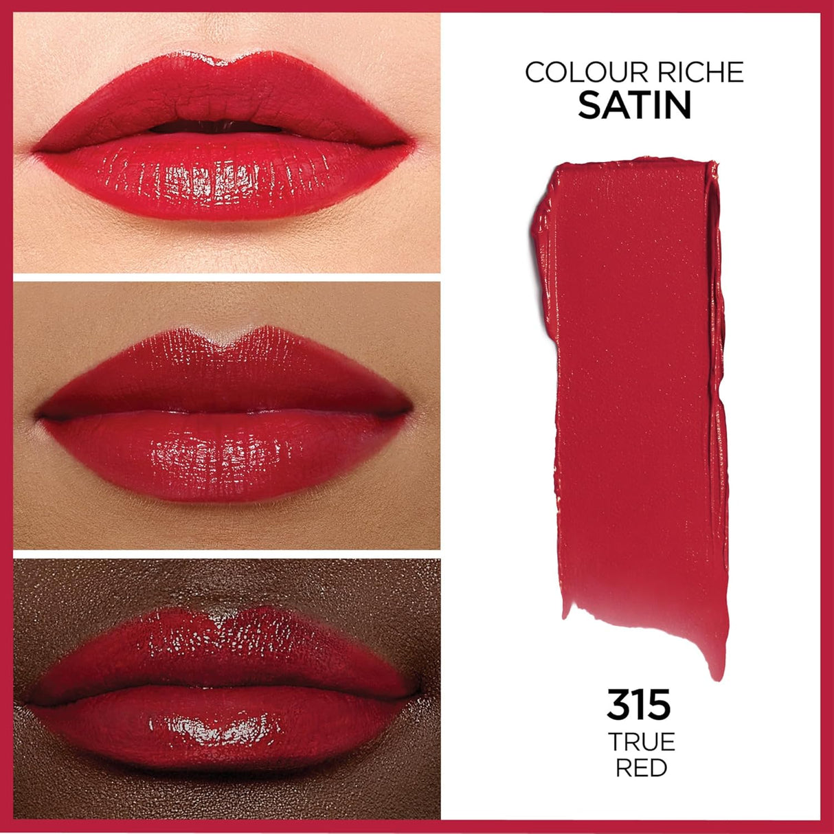 L'ORÉAL PARIS Colour Riche Original Satin Lipstick for Moisturized Lips, 315 True Red, 0.13 oz.-071249083765-LR-172535-2-LR eShop