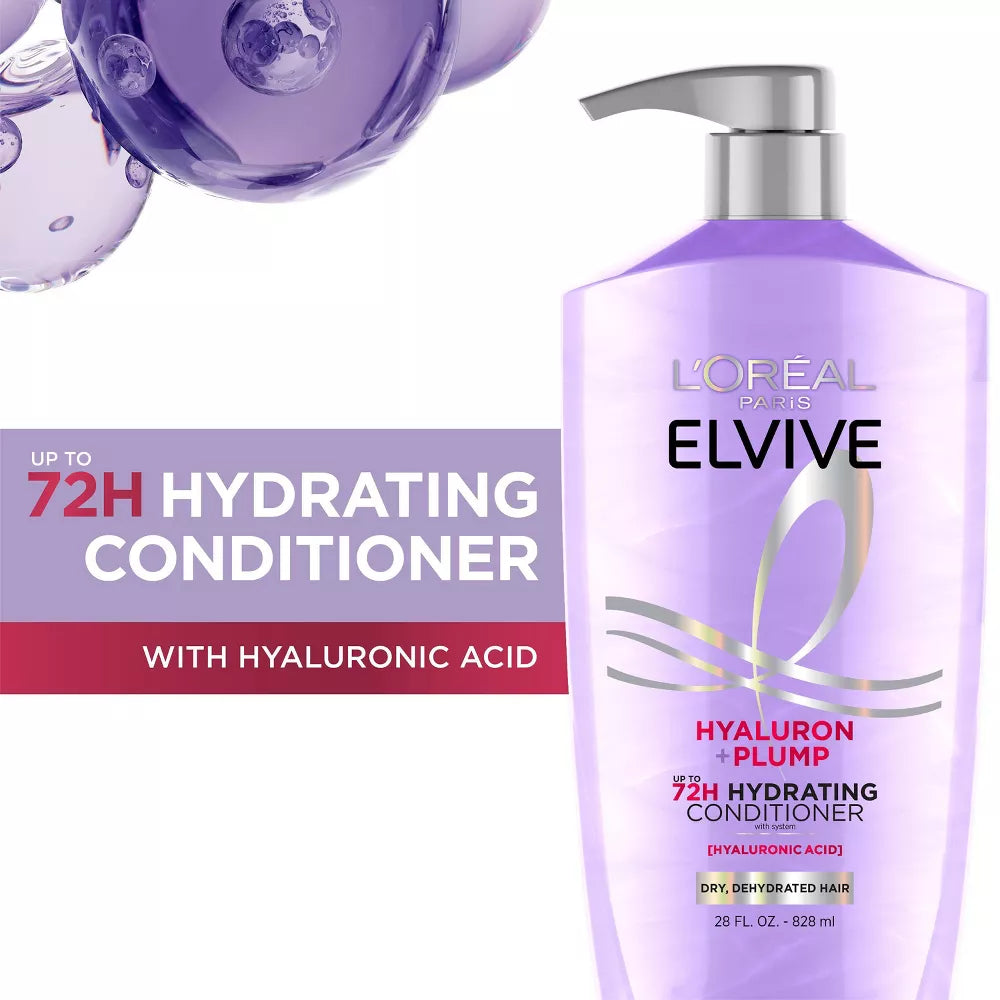 L'ORÉAL PARIS Elvive Hyaluron Plump Hydrating Conditioner for Dry Hair, 28 oz-071249672884-LR-361635-11-LR eShop