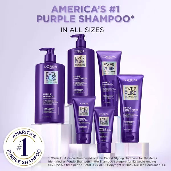 L'ORÉAL PARIS EverPure Sulfate Free Purple Shampoo for Colored Hair, Travel Size, 2.5 fl. oz.-071249685235-LR-358712-7-LR eShop