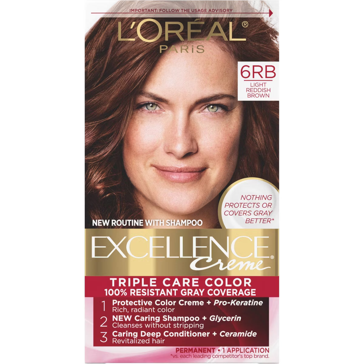 L'ORÉAL PARIS Excellence Triple Protection Permanent Hair Color, 6RB Light Reddish Brown, 6.3 fl. oz.-071249210635-LR-263403-1-LR eShop
