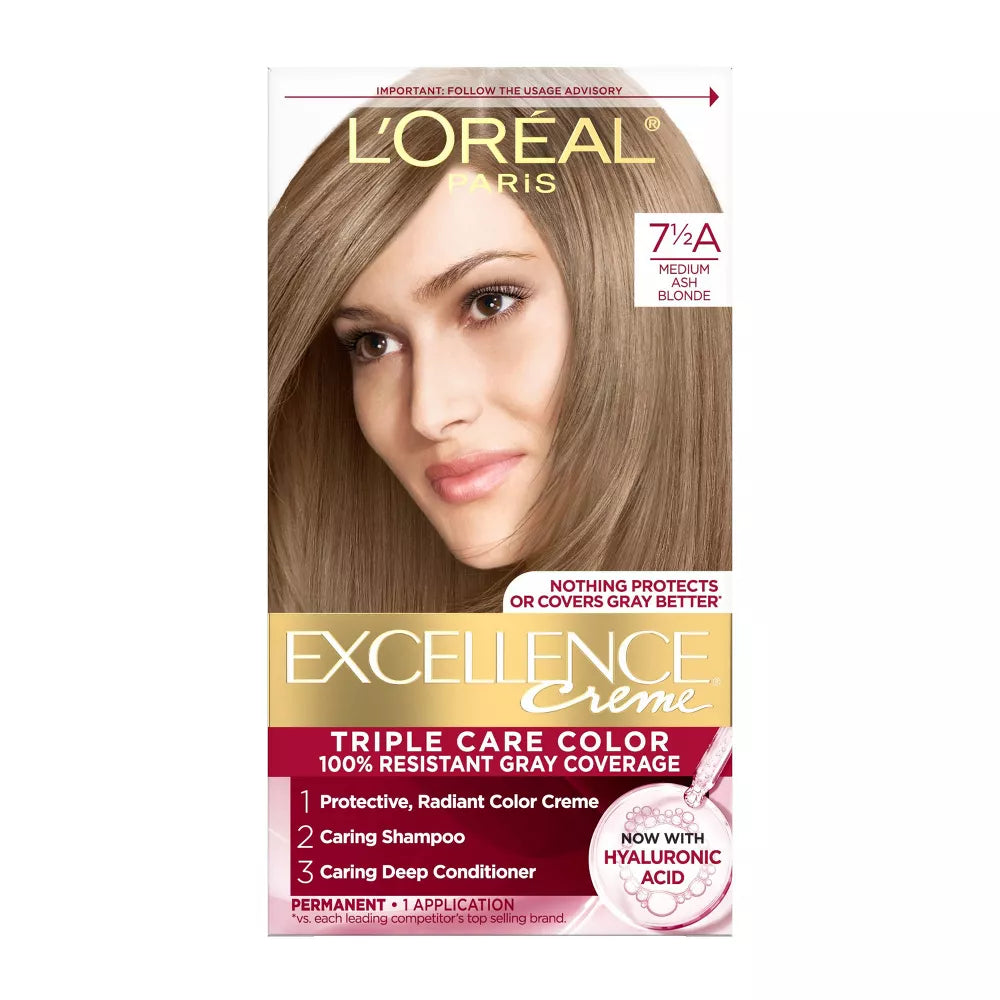 L'Oreal Paris Excellence Triple Protection Permanent Hair Color - 7.5A Medium Ash Blonde-071249210680-LR-251751-1-LR eShop