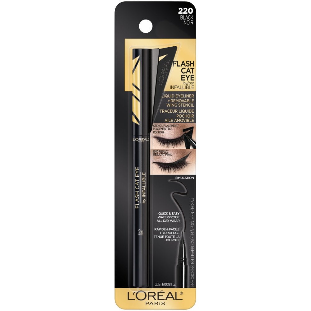 L'ORÉAL PARIS Infallible Flash Cat Eye Waterproof Brush Tip Liquid Eyeliner, 220 Black, 0.018 oz.-071249386033-LR-331882-1-LR eShop