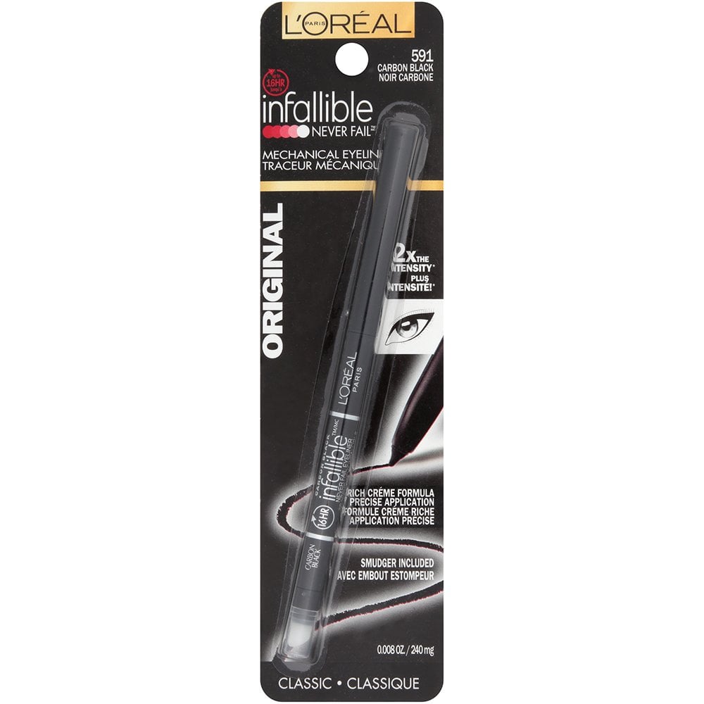L'ORÉAL PARIS Infallible Never Fail Pencil Eyeliner with Built in Sharpener, 591 Carbon Black, 0.008 oz.-071249152416-LR-191598-1-LR eShop