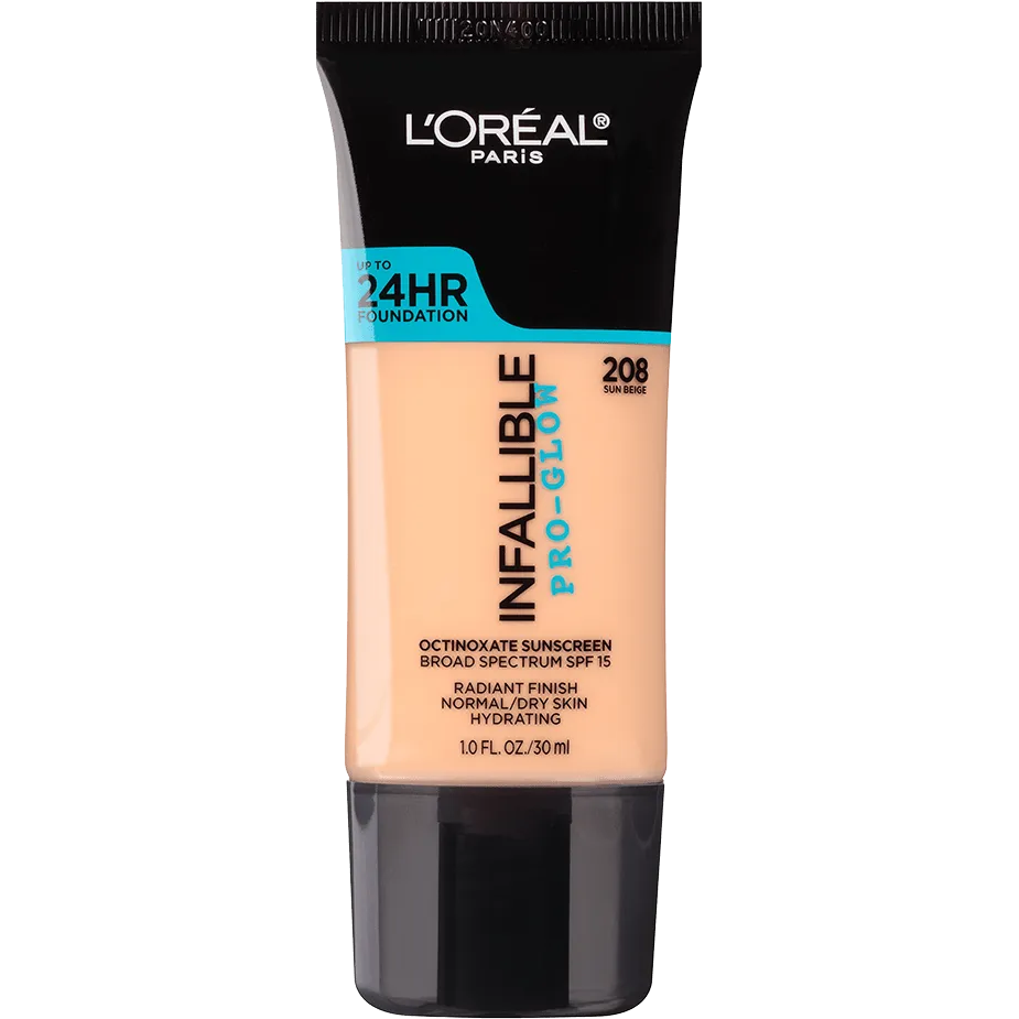 L'ORÉAL PARIS Infallible Pro-Glow Foundation, 208 Sun Beige, 1 fl. oz.-071249330500-LR-300989-1-LR eShop
