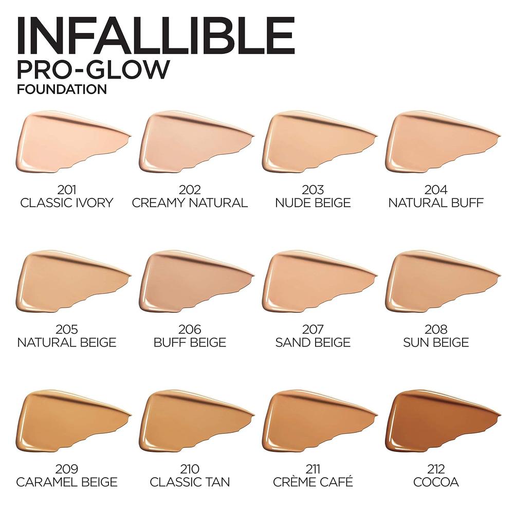 L'ORÉAL PARIS Infallible Pro-Glow Foundation, 208 Sun Beige, 1 fl. oz.-071249330500-LR-300989-3-LR eShop