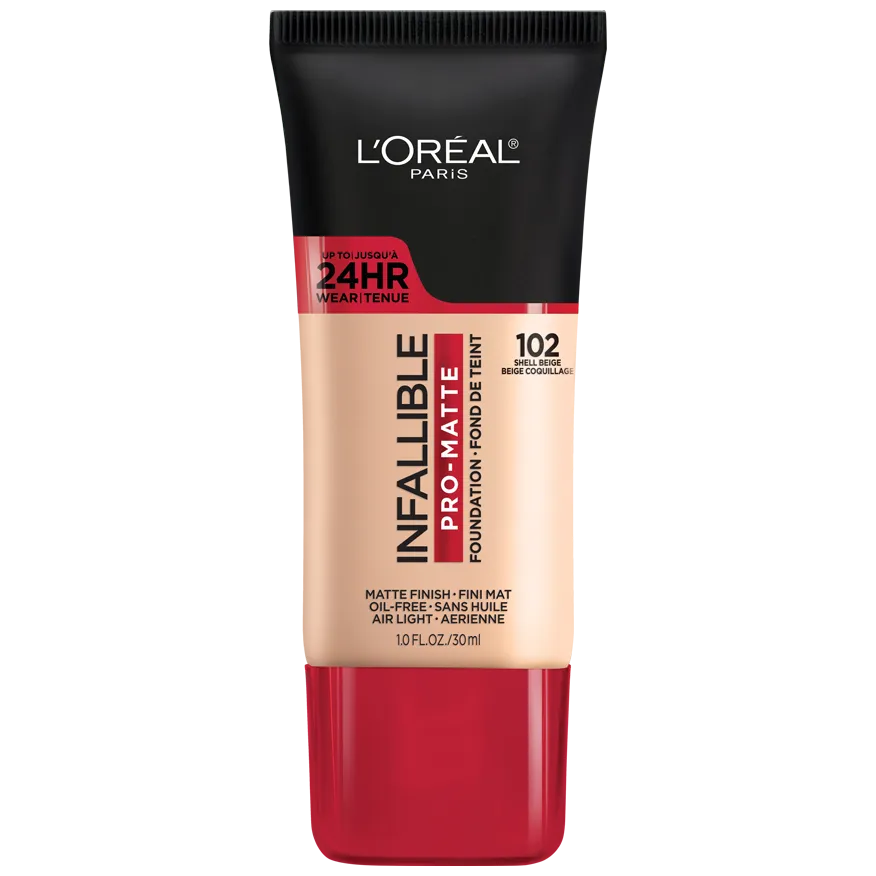 L'ORÉAL PARIS Infallible Pro-Matte Blendable Foundation, Oil Free, 102 Shell Beige, 1 fl. oz.-071249293003-LR-279702-1-LR eShop