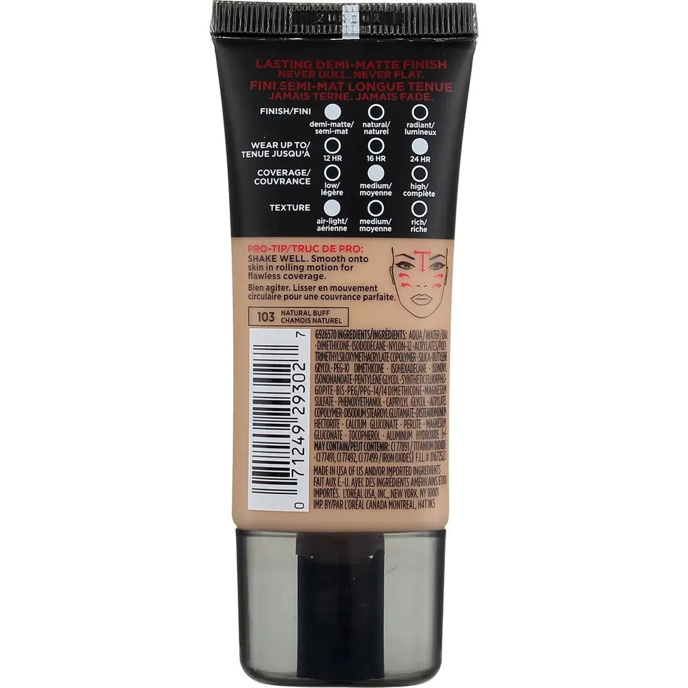 L'ORÉAL PARIS Infallible Pro-Matte Blendable Foundation, Oil Free, 103 Natural Buff, 1 fl. oz.-071249293027-LR-279705-2-LR eShop