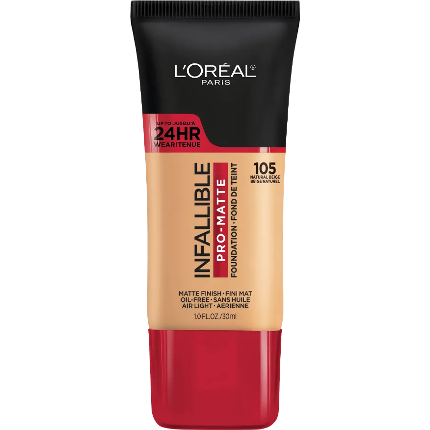 L'ORÉAL PARIS Infallible Pro-Matte Blendable Foundation, Oil Free, 105 Natural Beige, 1 fl. oz.-071249293041-LR-279704-1-LR eShop