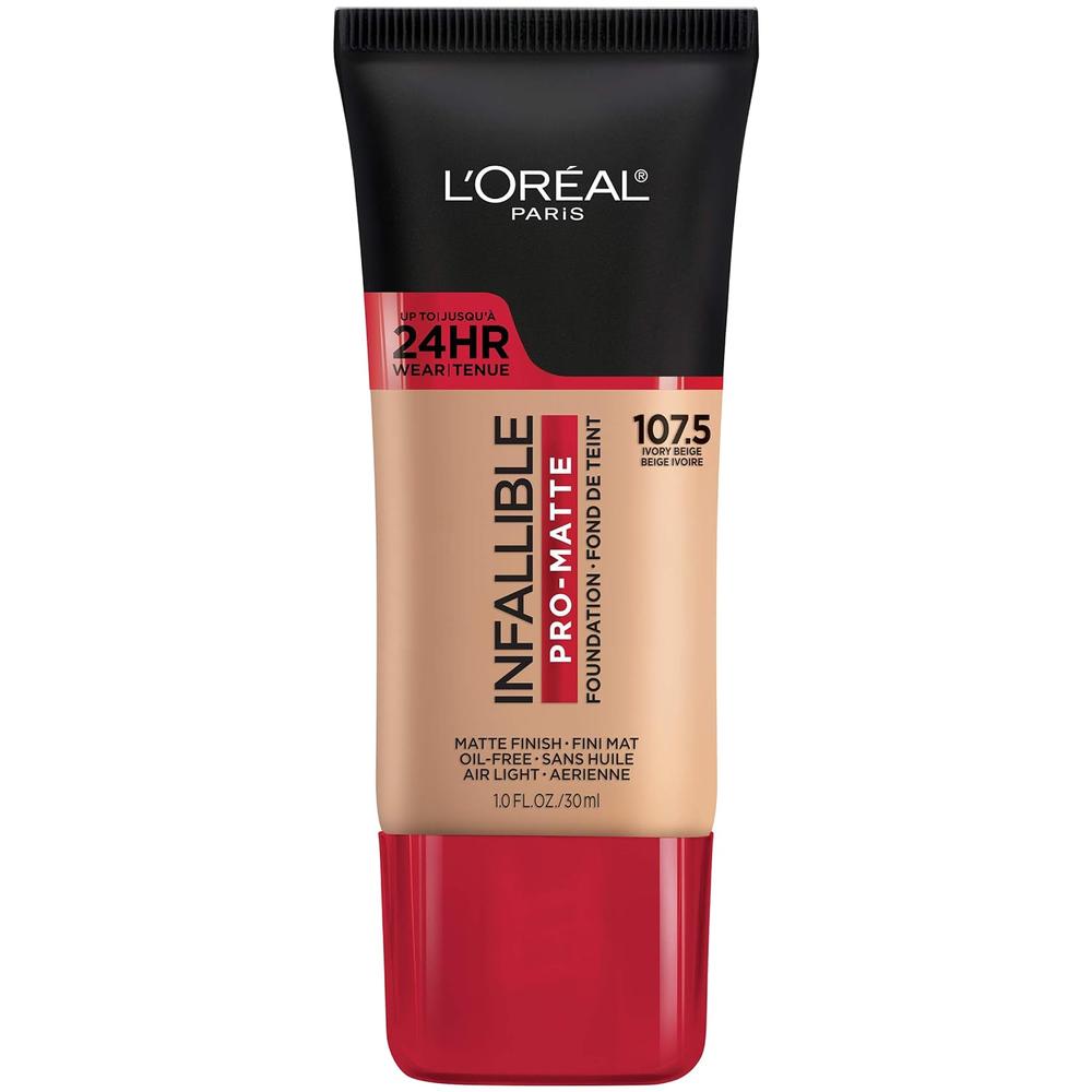 L'ORÉAL PARIS Infallible Pro-Matte Blendable Foundation, Oil Free, 107.5 Ivory Beige, 1 fl. oz.-071249361627-LR-331892-1-LR eShop