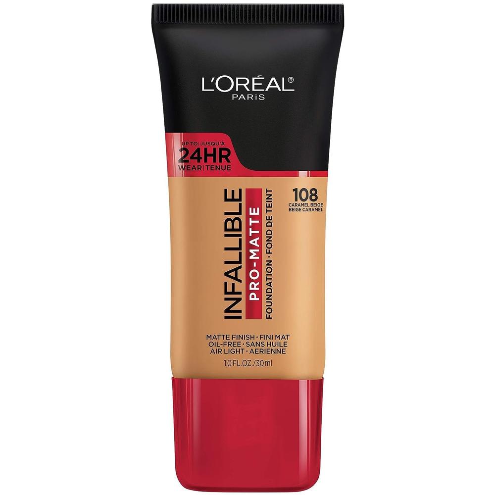 L'ORÉAL PARIS Infallible Pro-Matte Blendable Foundation, Oil Free, 108 Caramel Beige, 1 fl. oz.-071249293072-LR-279711-1-LR eShop