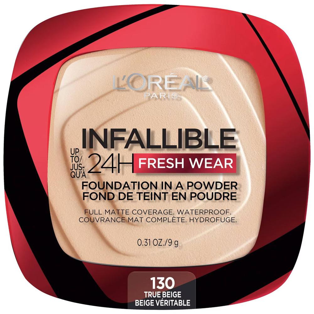 L'ORÉAL PARIS Infallible Up to 24H Fresh Wear Foundation in a Powder, matte finish, 130 True Beige, 0.31 oz.-071249627761-LR-338303-1-LR eShop