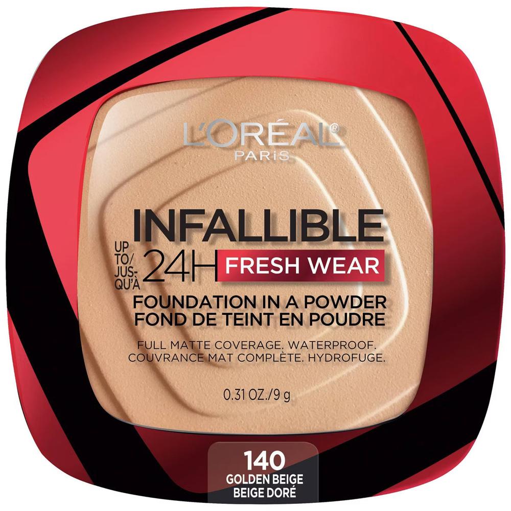 L'ORÉAL PARIS Infallible Up to 24H Fresh Wear Foundation in a Powder, matte finish, 140 Golden Beige, 0.31 oz.-071249627808-LR-338294-1-LR eShop