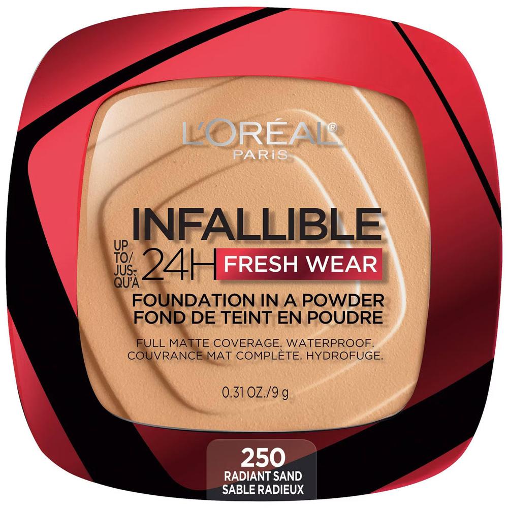 L'ORÉAL PARIS Infallible Up to 24H Fresh Wear Foundation in a Powder, matte finish, 250 Radiant Sand, 0.31 oz.-071249627839-LR-338301-1-LR eShop