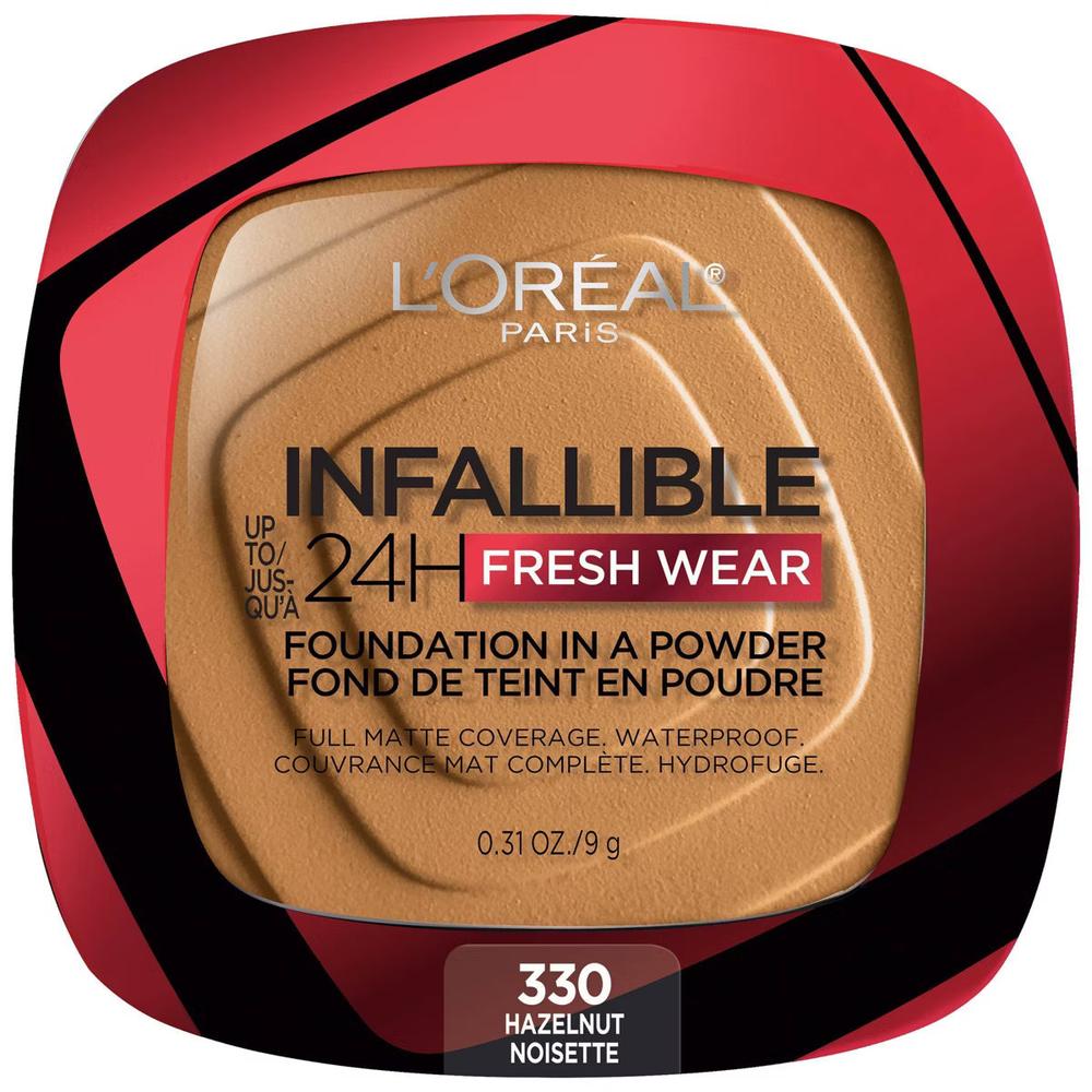 L'ORÉAL PARIS Infallible Up to 24H Fresh Wear Foundation in a Powder, matte finish, 330 Hazelnut, 0.31 oz.-071249627853-LR-338295-1-LR eShop