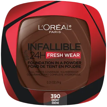 L'ORÉAL PARIS Infallible Up to 24H Fresh Wear Foundation in a Powder, matte finish, 390 Ebony, 0.31 oz-071249651360-LR-342404-1-LR eShop