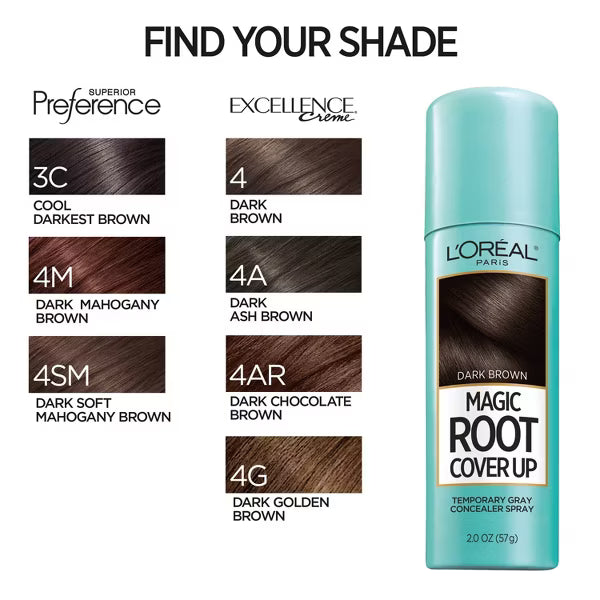 L'ORÉAL PARIS Magic Root Cover Up Temporary Gray Concealer Spray, Dark Brown, 2 oz.-071249318560-LR-296010-7-LR eShop