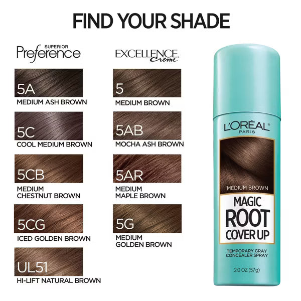 L'ORÉAL PARIS Magic Root Cover Up Temporary Gray Concealer Spray, Medium Brown, 2 oz.-071249318553-LR-296013-7-LR eShop