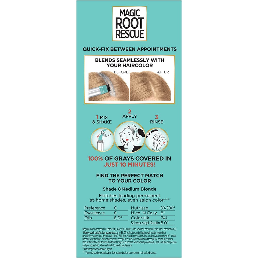 L'ORÉAL PARIS Magic Root Rescue 10 Minute Root Coloring Kit - 8 Medium Blonde-071249164518-LR-361720-5-LR eShop
