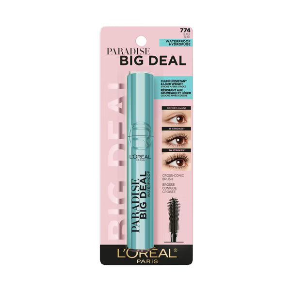 L'ORÉAL PARIS Paradise Big Deal Volumizing and Lengthening Mascara, 774 Waterproof Black, 0.33 fl oz-071249690987-LR-356339-1-LR eShop