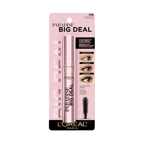 L'ORÉAL PARIS Paradise Big Deal Volumizing and Lengthening Mascara, 775 Washable Blackest Black, 0.33 fl oz-071249690956-LR-356336-1-LR eShop