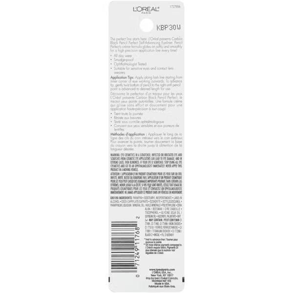 L'ORÉAL PARIS Pencil Perfect Self-Advancing Eyeliner, 190 Carbon Black, 0.01 oz.-071249117682-LR-180410-3-LR eShop