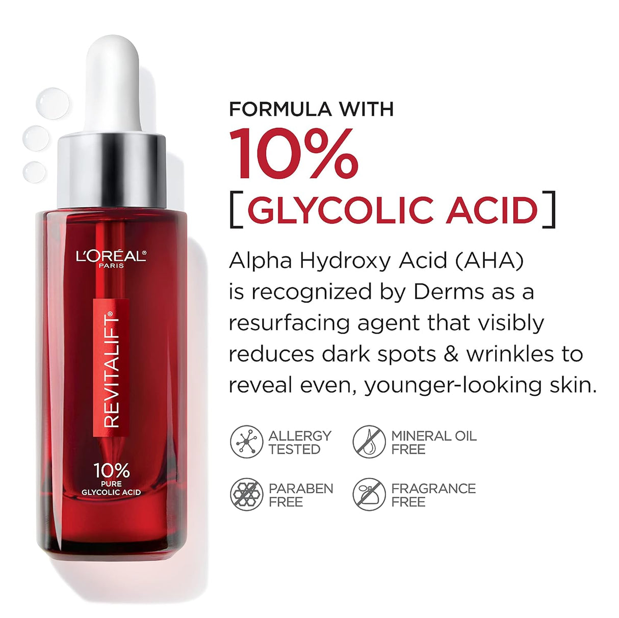 L'ORÉAL PARIS Revitalift Derm Intensives 10% Pure Glycolic Acid Face Serum, 1 oz.-071249403600-LR-334743-4-LR eShop
