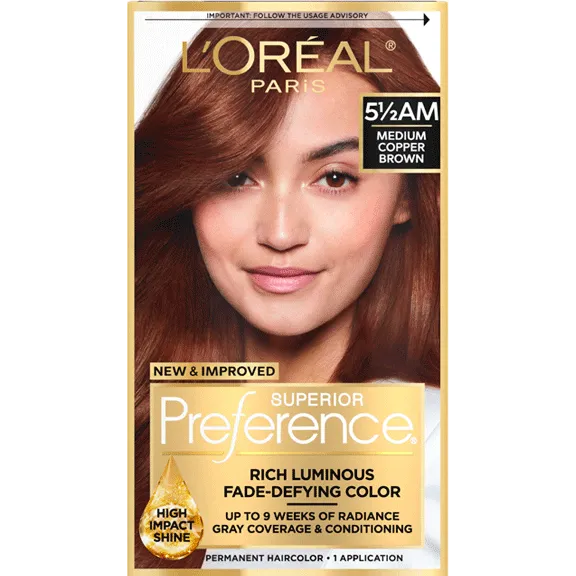 L'ORÉAL PARIS Superior Preference Fade-Defying Color + Shine System - 5.5AM Medium Amber Copper Brown-071249253397-LR-361741-1-LR eShop