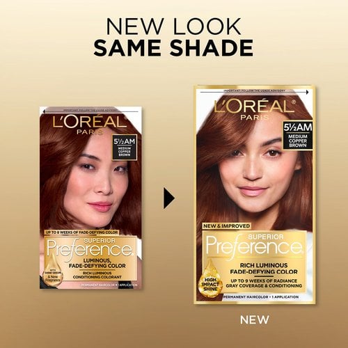 L'ORÉAL PARIS Superior Preference Fade-Defying Color + Shine System - 5.5AM Medium Amber Copper Brown-071249253397-LR-361741-2-LR eShop