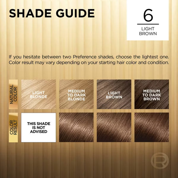 L'ORÉAL PARIS Superior Preference Permanent Hair Color, 6 Light Brown, 6.5 fl. oz.-071249253106-LR-224031-5-LR eShop