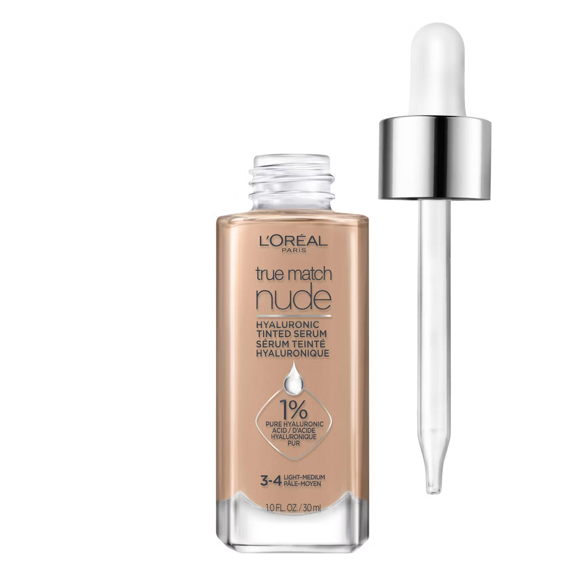L'ORÉAL PARIS True Match Hyaluronic Tinted Serum Foundation Skincare Hybrid, 3-4 Light Medium, 1 fl oz-071249635933-LR-340452-1-LR eShop