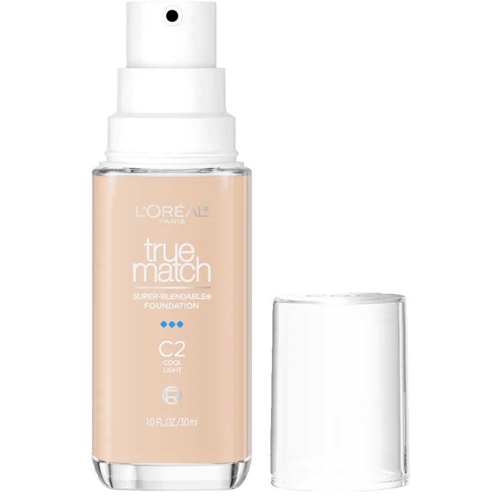 L'ORÉAL PARIS True Match Super-Blendable Foundation, Medium Coverage, C2, Light, 1 fl. oz.-071249671801-LR-347259-1-LR eShop