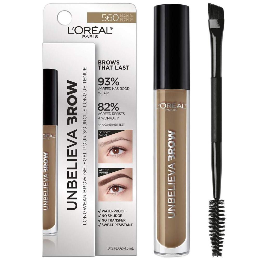L'ORÉAL PARIS Unbelieva-Brow Longwear Waterproof Tinted Brow Gel, 560 Blonde, 0.15 fl. oz.-071249376386-LR-323190-1-LR eShop