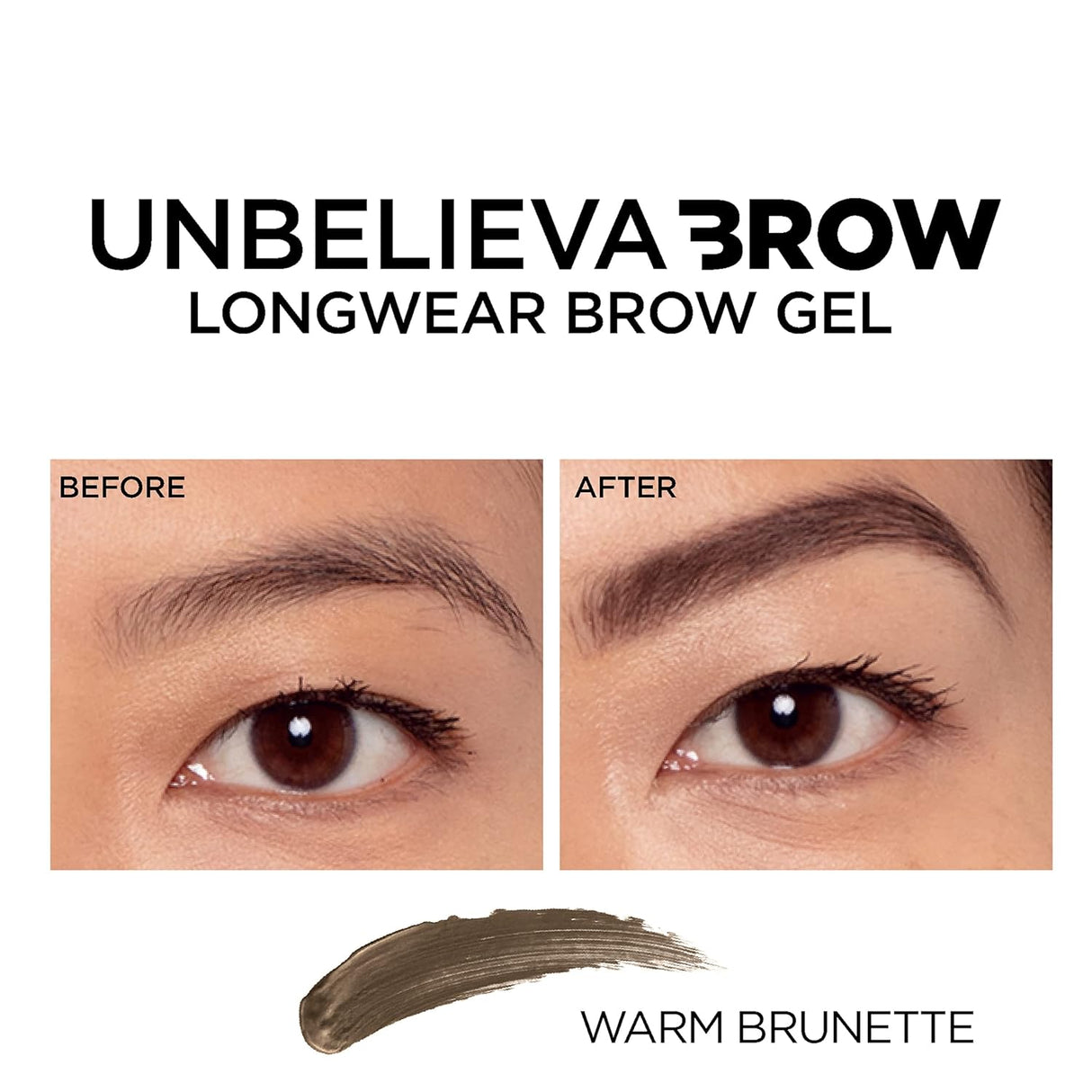 L'ORÉAL PARIS Unbelieva-Brow Longwear Waterproof Tinted Brow Gel, 573 Warm Brunette, 0.15 fl oz-071249650295-LR-342440-4-LR eShop