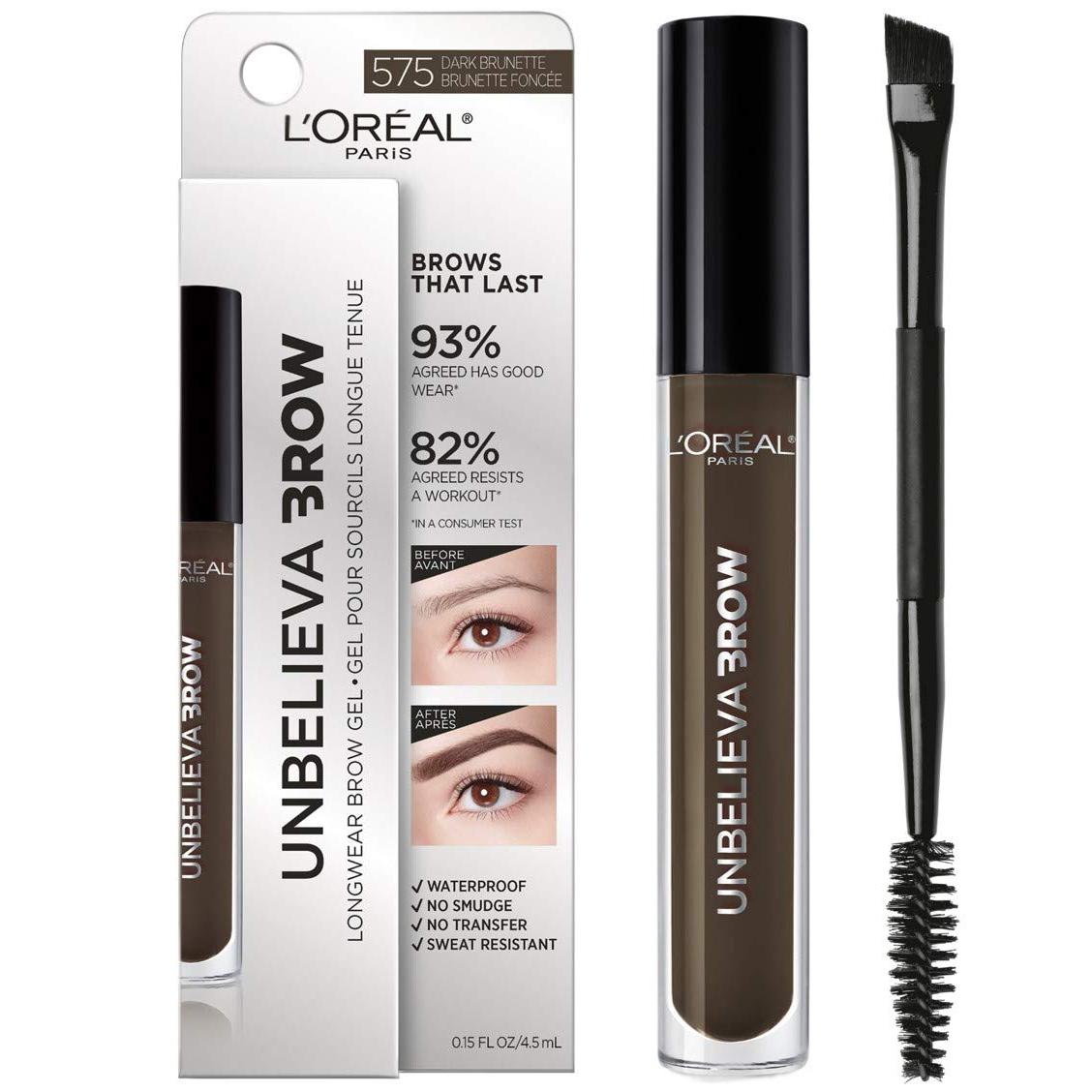 L'ORÉAL PARIS Unbelieva-Brow Longwear Waterproof Tinted Brow Gel, 575 Dark Brunette, 0.15 fl. oz.-071249376416-LR-323191-1-LR eShop