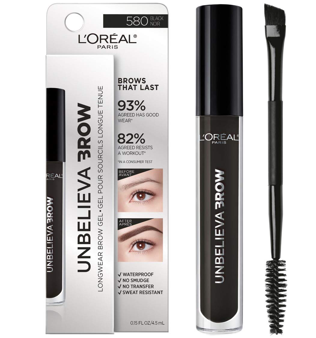 L'ORÉAL PARIS Unbelieva-Brow Longwear Waterproof Tinted Brow Gel, 580 Black, 0.15 fl. oz.-071249385074-LR-327204-1-LR eShop