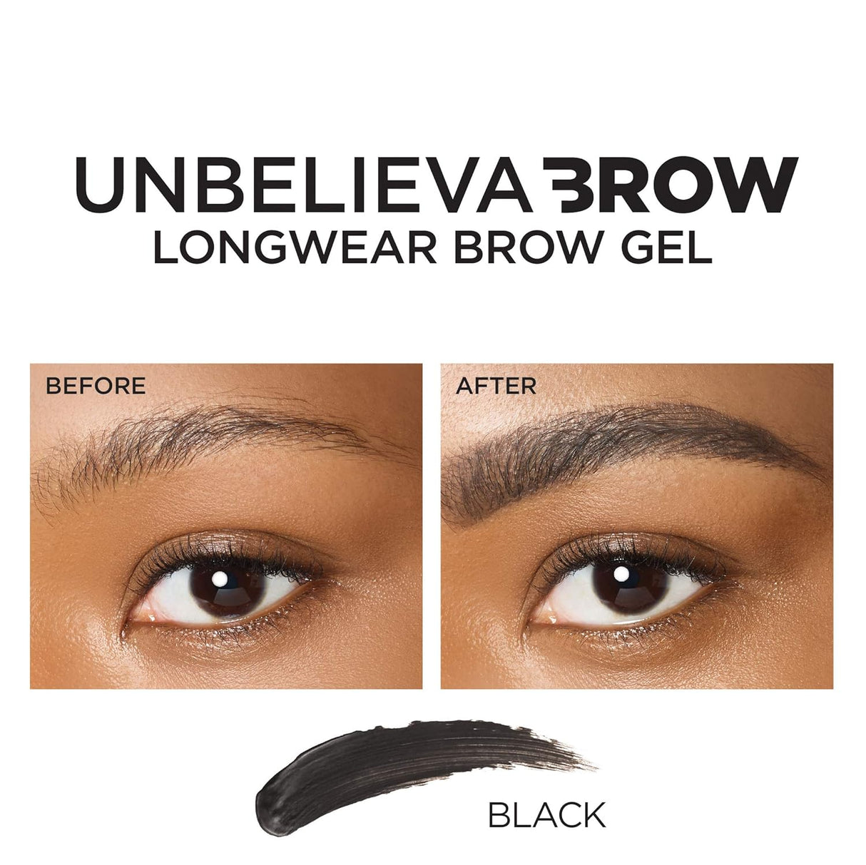 L'ORÉAL PARIS Unbelieva-Brow Longwear Waterproof Tinted Brow Gel, 580 Black, 0.15 fl. oz.-071249385074-LR-327204-4-LR eShop