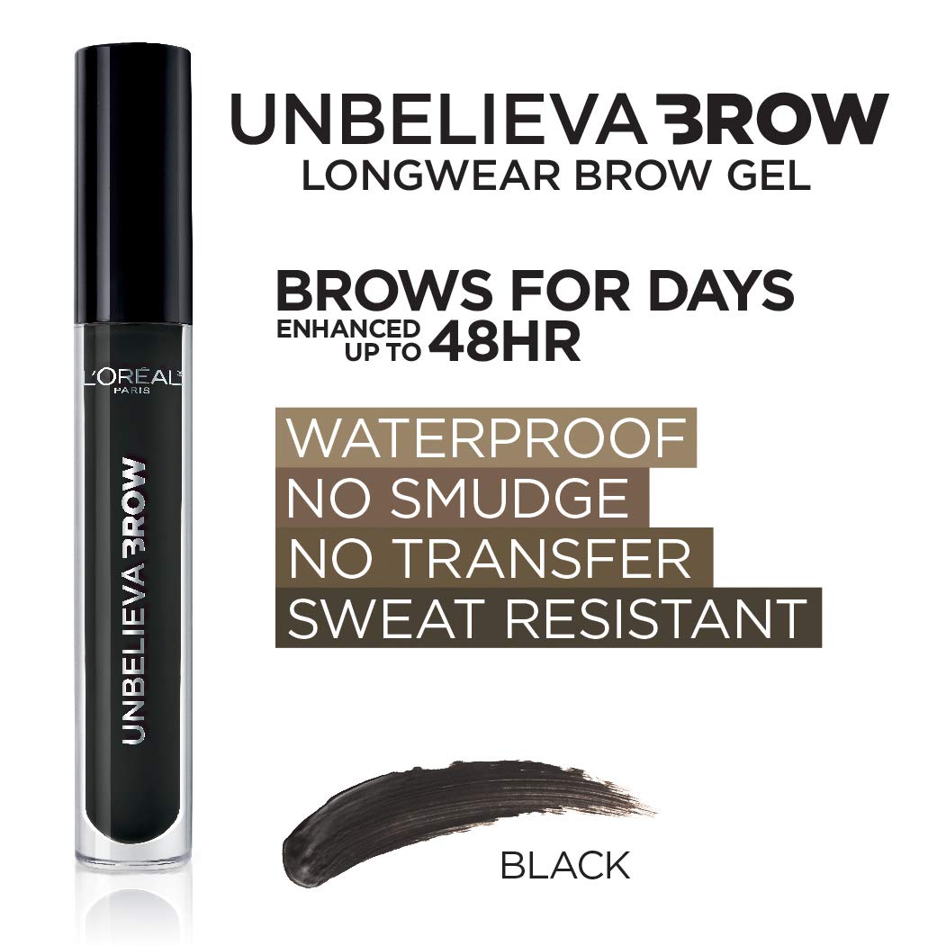 L'ORÉAL PARIS Unbelieva-Brow Longwear Waterproof Tinted Brow Gel, 580 Black, 0.15 fl. oz.-071249385074-LR-327204-5-LR eShop