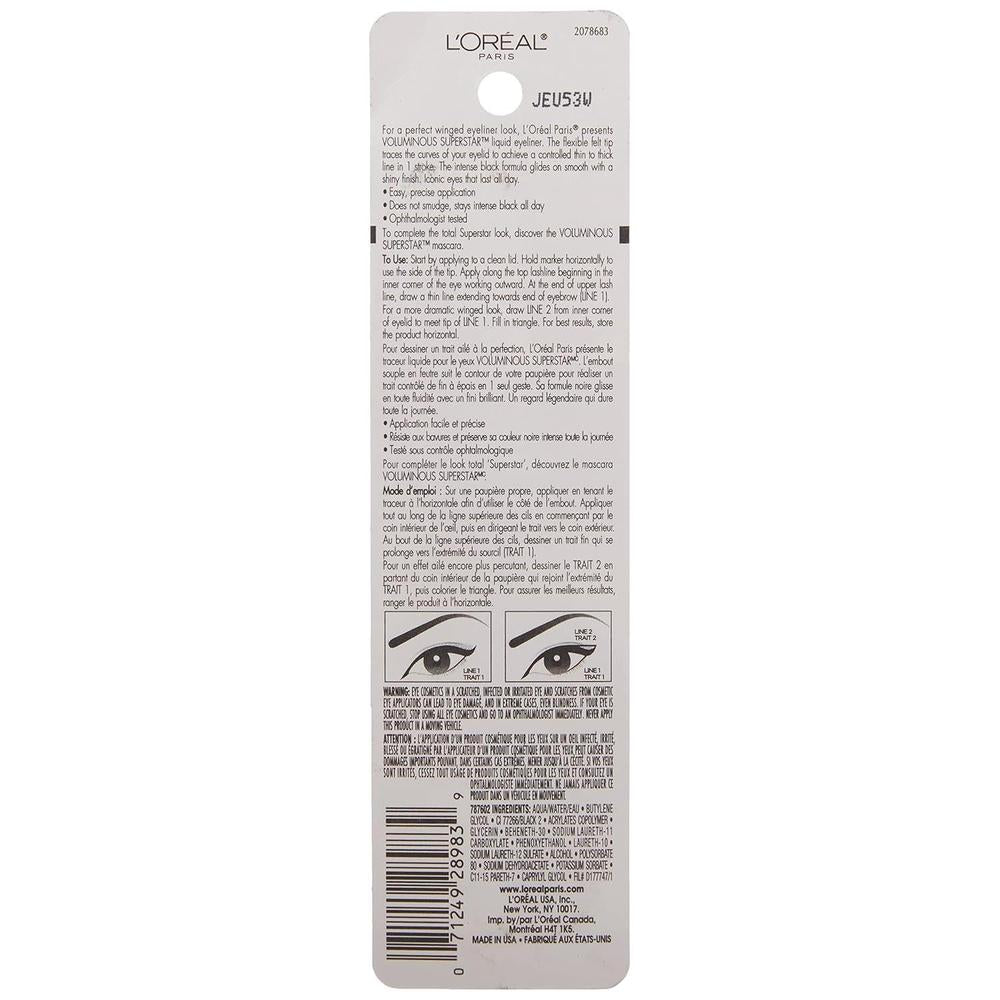 L'ORÉAL PARIS Voluminous Superstar Eyeliner, 202 Black, 0.06 oz-071249289839-LR-288065-5-LR eShop
