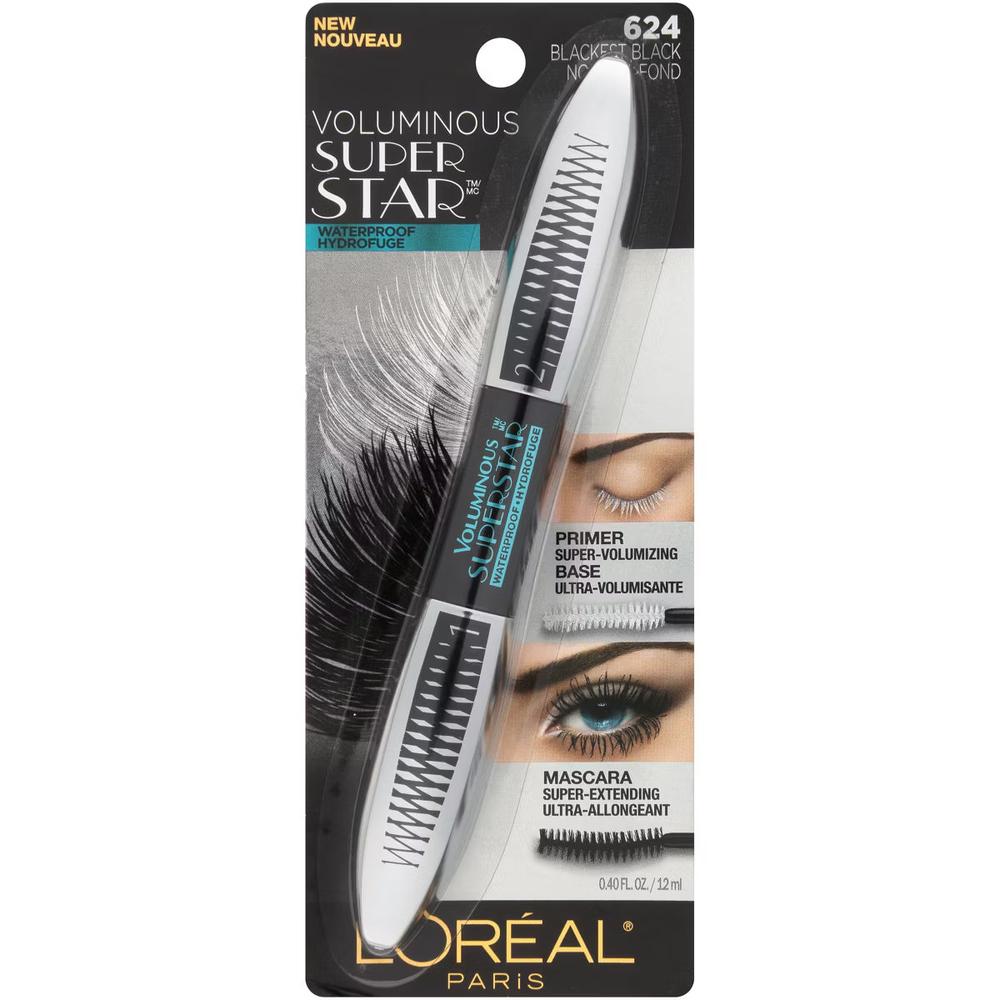 L'ORÉAL PARIS Voluminous Superstar Red Carpet Waterproof Mascara, 624 Waterproof Blackest Black, 0.41 fl. oz.-071249301470-LR-288103-1-LR eShop