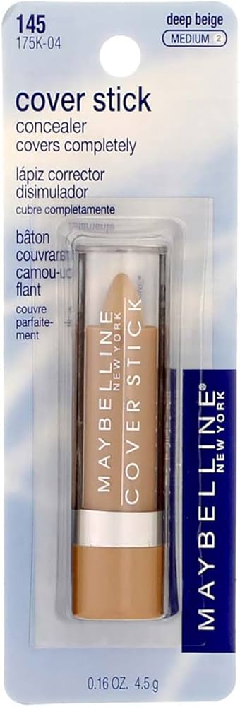MAYBELLINE New York Cover Stick Corrector Concealer, 145 Deep Beige, 0.16 oz-041554543902-LR-91595-1-LR eShop