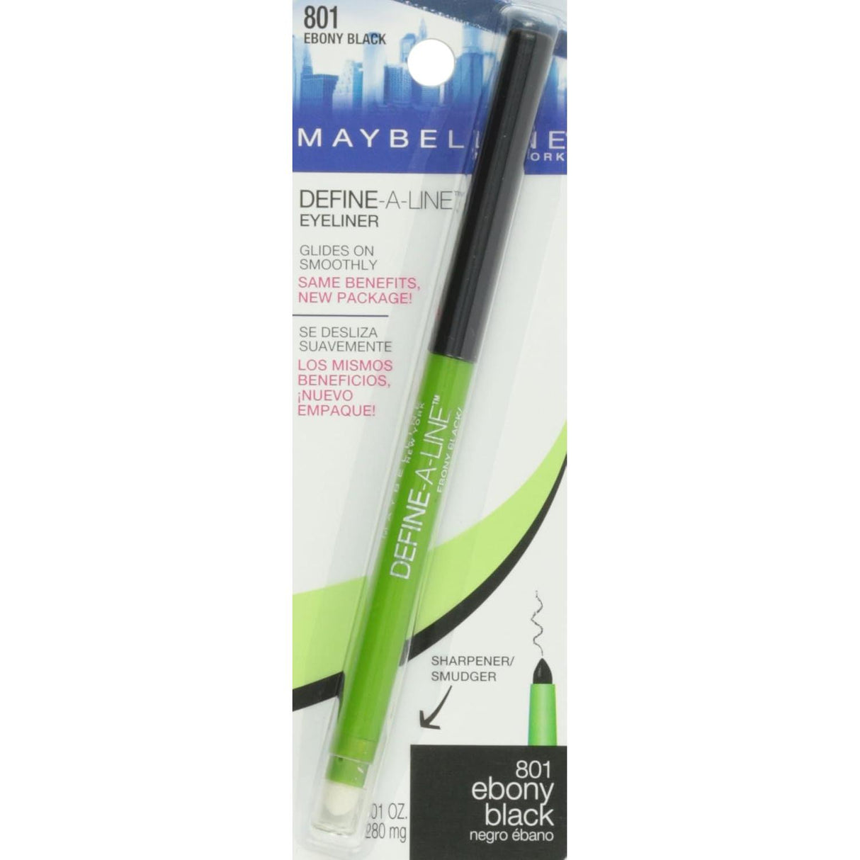 MAYBELLINE New York Define-A-Line Eye Liner Eye Makeup, 801 Ebony Black, 0.01 oz-041554009071-LR-183255-1-LR eShop