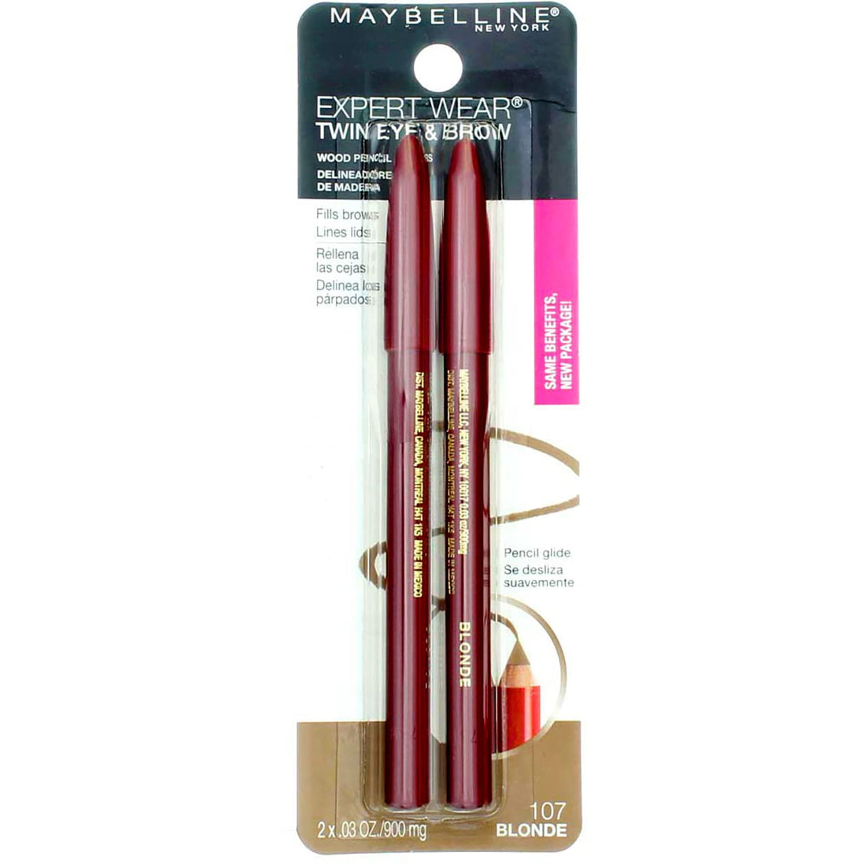 MAYBELLINE New York Expert Wear Twin Brow & Eye Wood Pencil, 107 Blonde, 2 count-041554507379-LR-03575-3-LR eShop