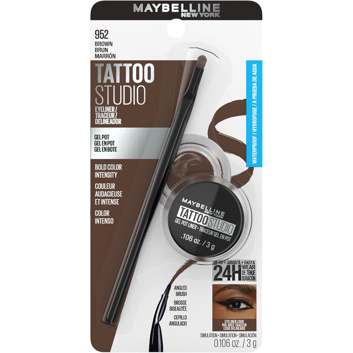 MAYBELLINE New York Tattoo Studio Gel Pot Eyeliner, 952 Brown, 0.106 oz-041554220193-LR-205646-1-LR eShop