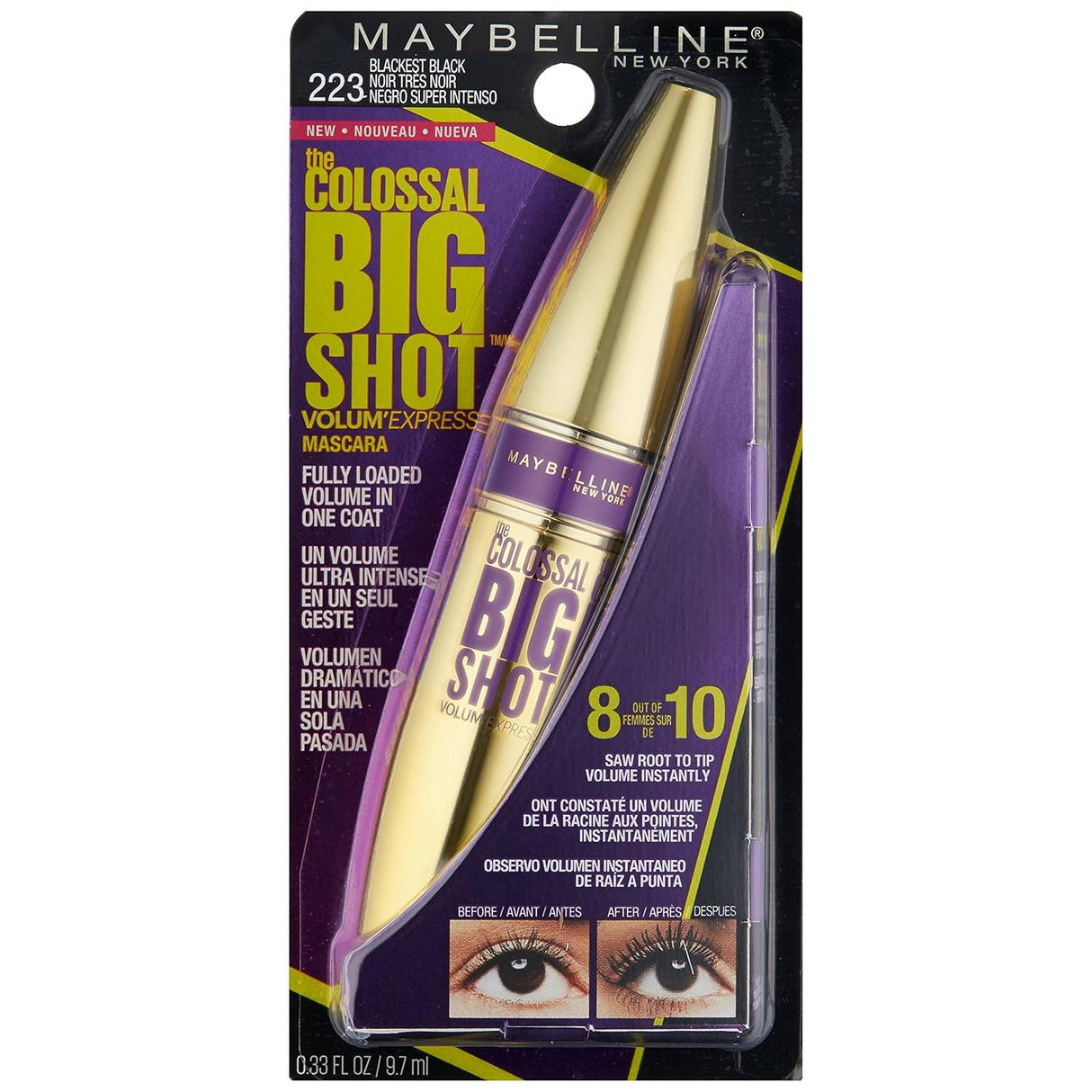 MAYBELLINE New York The Colossal Big Shot Volum' Express Washable Mascara, 223 Blackest Black, 0.33 oz-041554493719-LR-307395-3-LR eShop