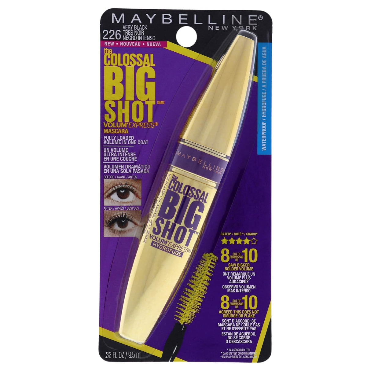 MAYBELLINE New York The Colossal Big Shot Volum' Express Waterproof Mascara, 226 Very Black, 0.33 oz-041554493856-LR-307399-2-LR eShop